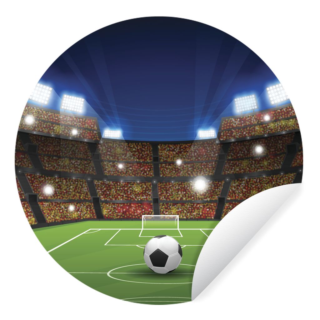 MuchoWow Runde Wandtattoo - Wandsticker Tapete Aufkleber Eine Illustration eines Fußballstadions voller Menschen Ø 30 cm Selbstklebend und Repo...