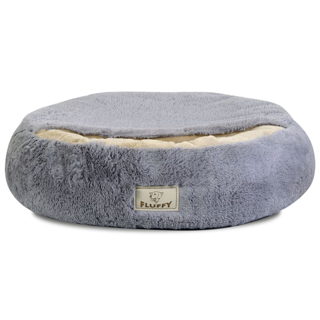 Shaggy Fluffy Haustierbett mit Kapuze Bett für Katzen/Hunde Kuschelbett Hundebett Katzenbett Minky-Haar Shaggy 18 mm Silikon-Füllung Hellgrau
