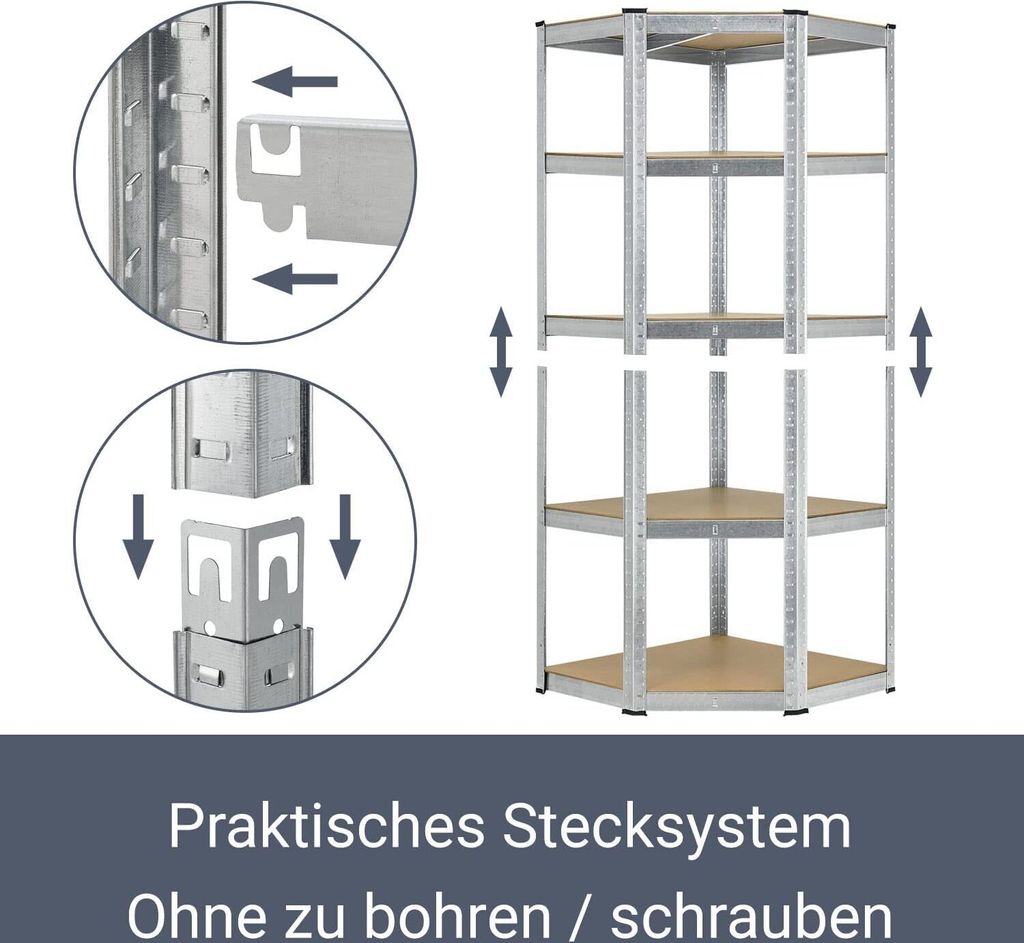 Rohový regál 21093, úložný regál, z pozinkovaného kovu, s 5 Obrázok produktu 6