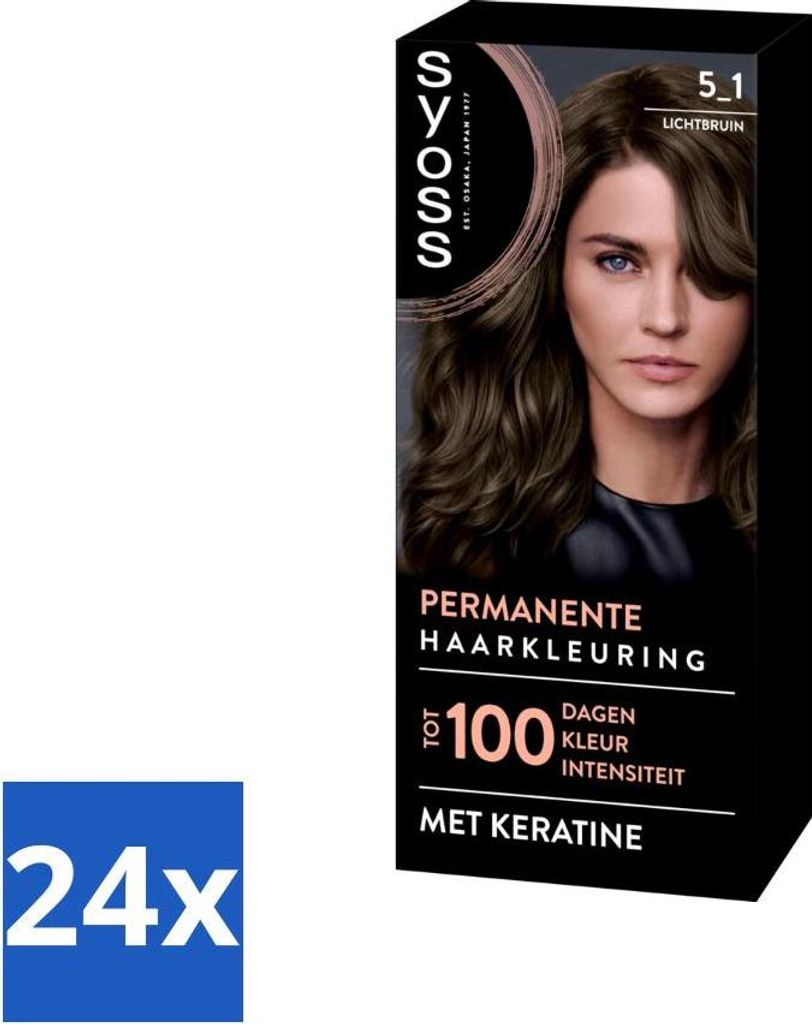 SYOSS - Permanent Coloration 5-1 - Haarfarbe - Permanente Haarfärbung - Hellbraun - Grauabdeckung - Vorteilspack - 24 Stücke
