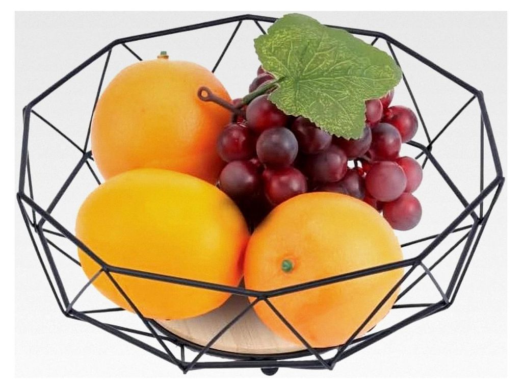 FRUTERO Obstkorb aus Bambus in Schwarz, Serie Elie, zur Aufbewahrung von Obst in Küche oder Essbereich