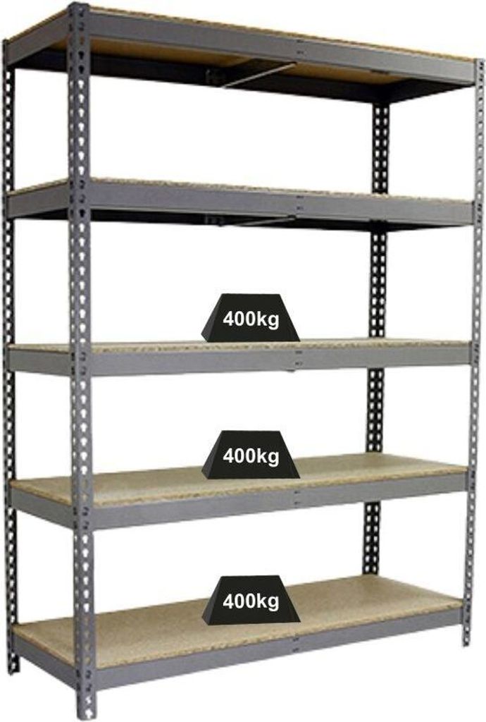 PROREGAL Schwerlastregal BIG WOOD YETI FIVE | HxBxT 200x150x60cm | Fachlast 400kg | Grau