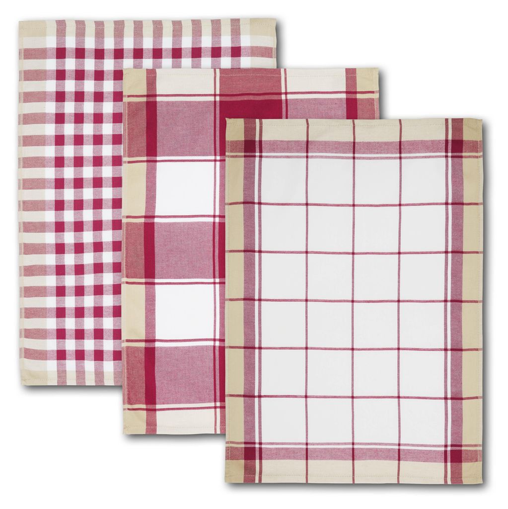Dyckhoff Geschirrtuchset Karo burgund, 50 x 70 cm, 3-tlg. Produktbild 