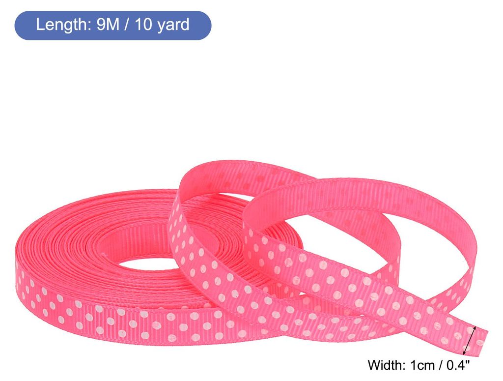 Grosgrain Farbb?nder 10 Yards 0.4" Leuchtende Rosa mit Wei? Punkte Farbband Schleife Dekoration fš¹r Handwerk Geschenk Verpackung Hochzeit Bastel...