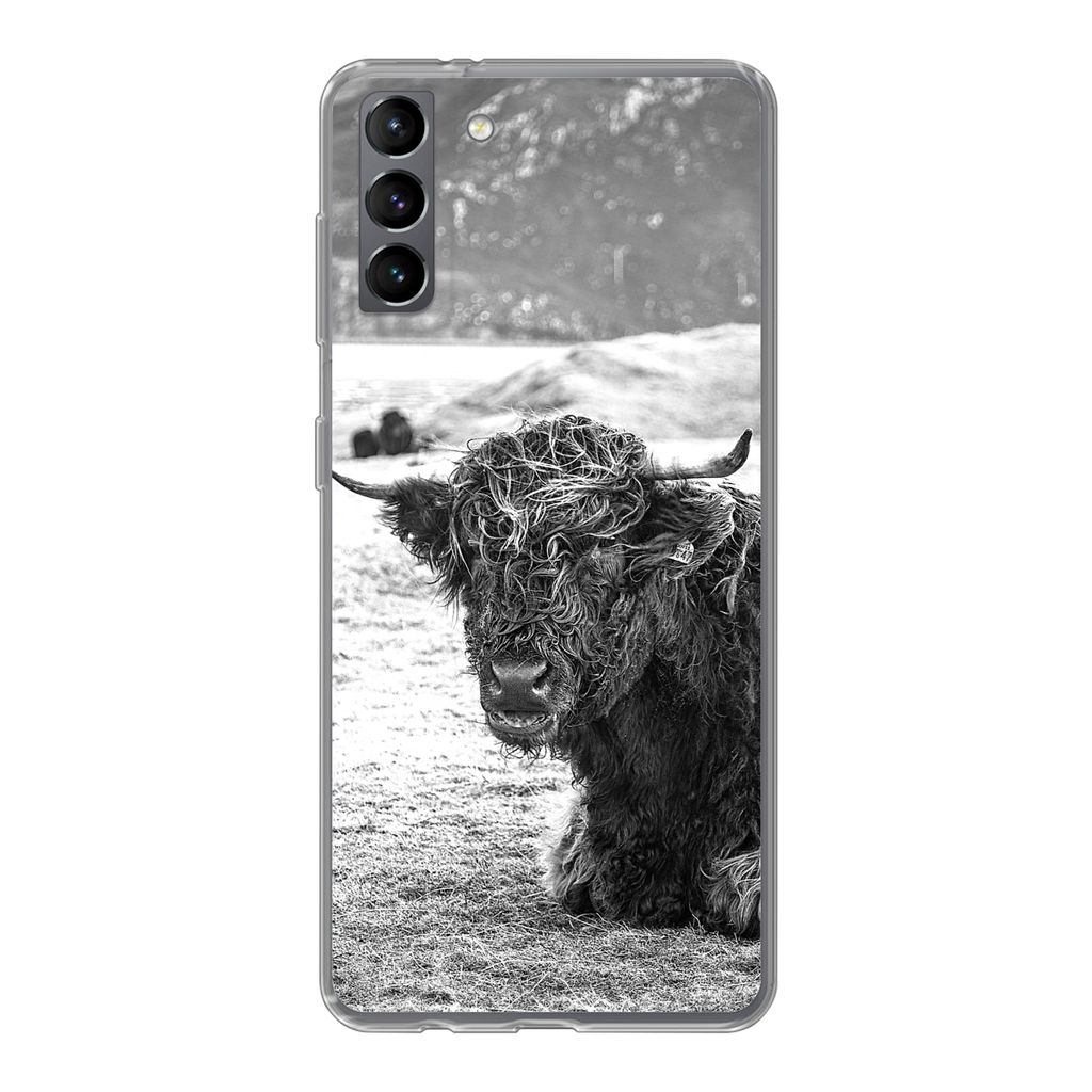 MuchoWow Handyhülle Schutzhülle Hülle für Samsung Galaxy S21 Plus Schottischer Highlander - Berg - Tiere Silikon Softcase Handy Hülle - Hand...