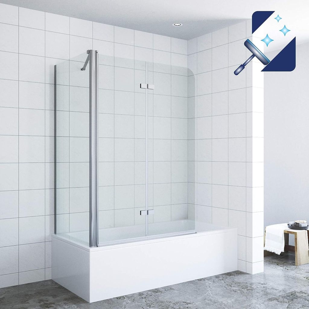 AQUALAVOS Badewannenaufsatz 3tlg mit Seitenwand 100x70x140 cm Klarglas