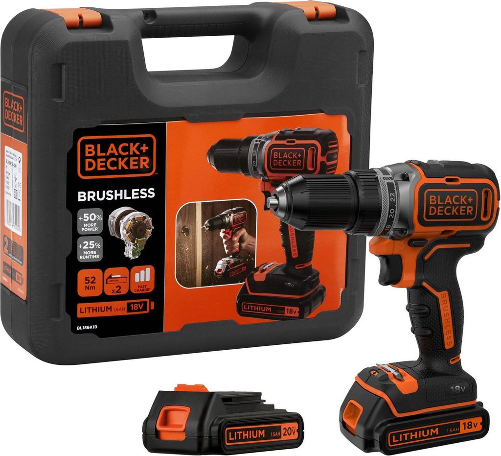 Black & Decker BL186KB-QW, Handbohrmaschine, Bürstenlos, Produktbild 