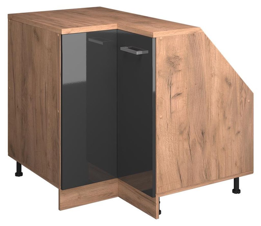 Dachschrägenschrank Eckschrank Vicco Rion Anthrazit Hochglanz 75.6 x 81.6 cm mit 1 Tür, Schrankkorpus 60 cm Tiefe, Model 60202