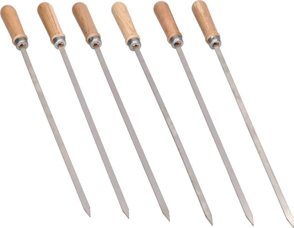 KOTARBAU Grillspieße Set 6 Stück Edelstahl Barbecue Grillspieße mit Holzgriff Kebab Spieße BBQ