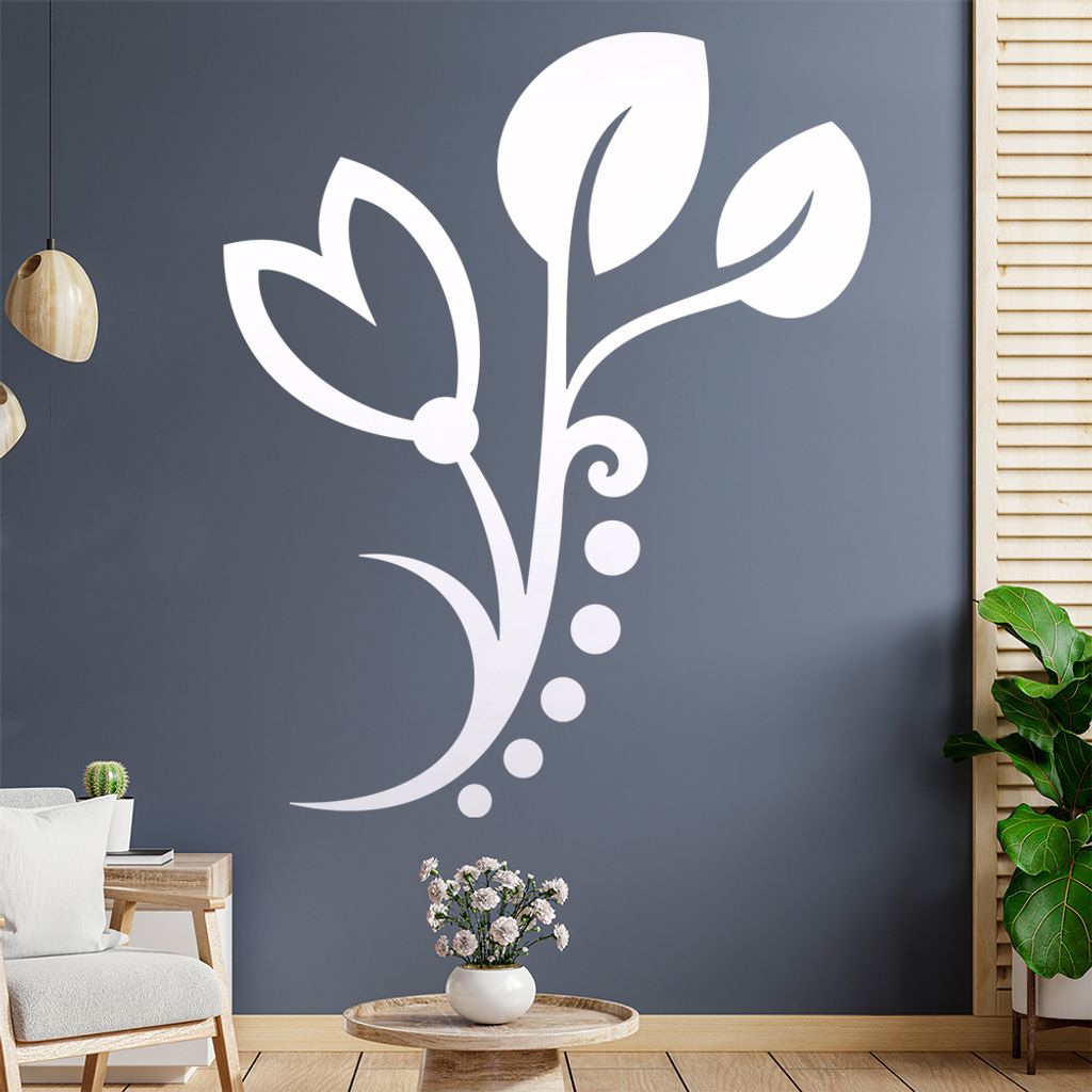 Blume - Linien Punkte Wandtattoo in 6 Größen - Wandaufkleber Wall Sticker - Dekoration, Küche, Wohnzimmer, Schlafzimmer, Badezimmer
