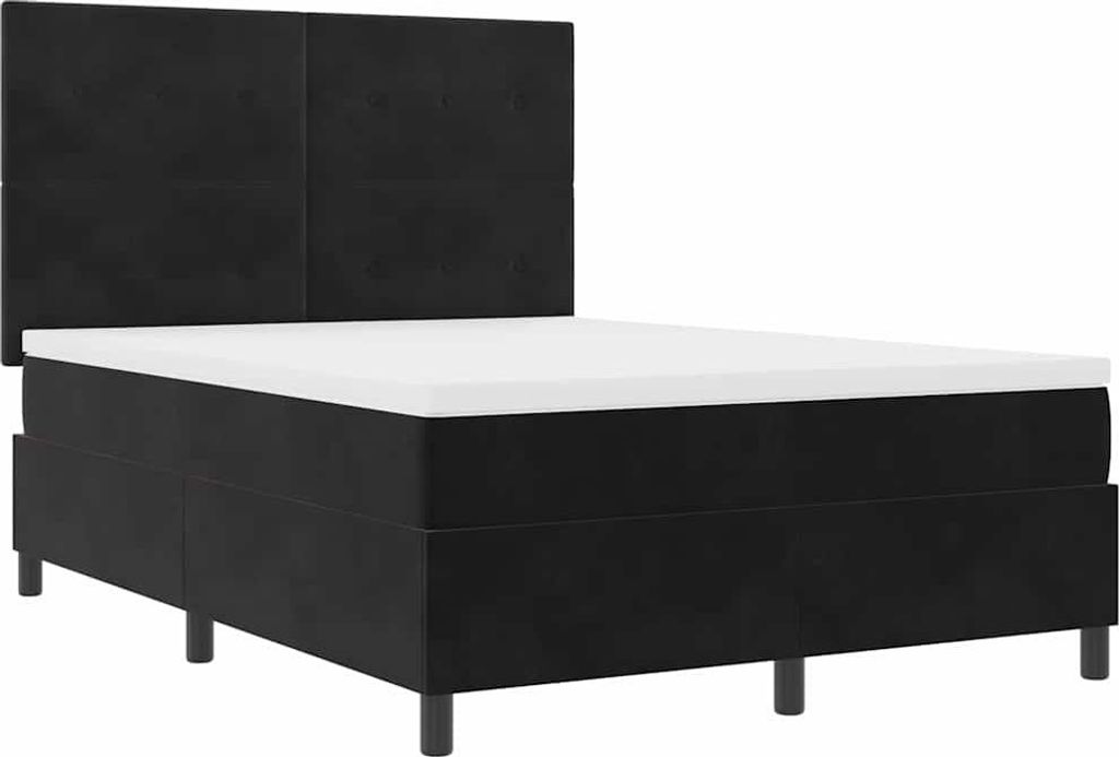 Best Möbel Boxspringbett mit Matratze - modernes Design - Schwarz 140x200 cm Samt - Doppelbett A3343318