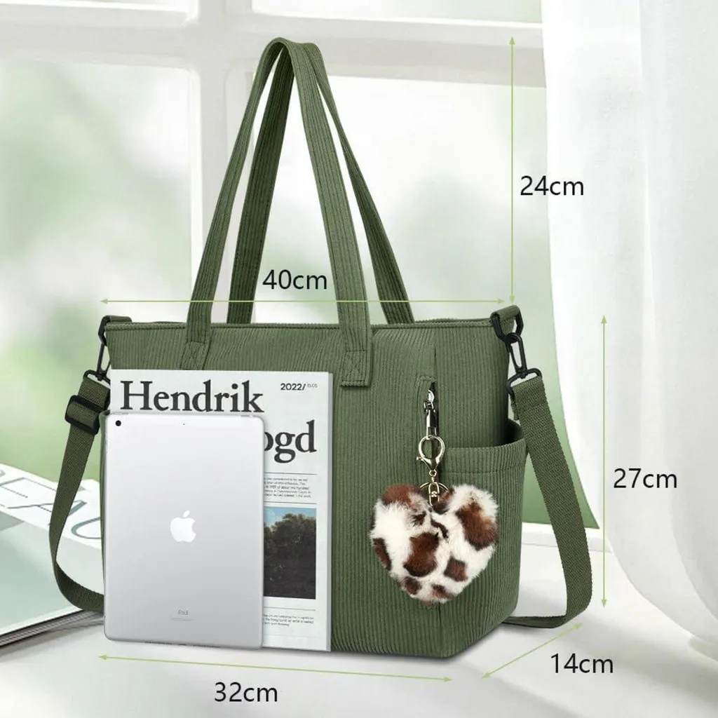 Borsa Università Donna Velluto: Tote Bag Capiente per PC e Libri - 2