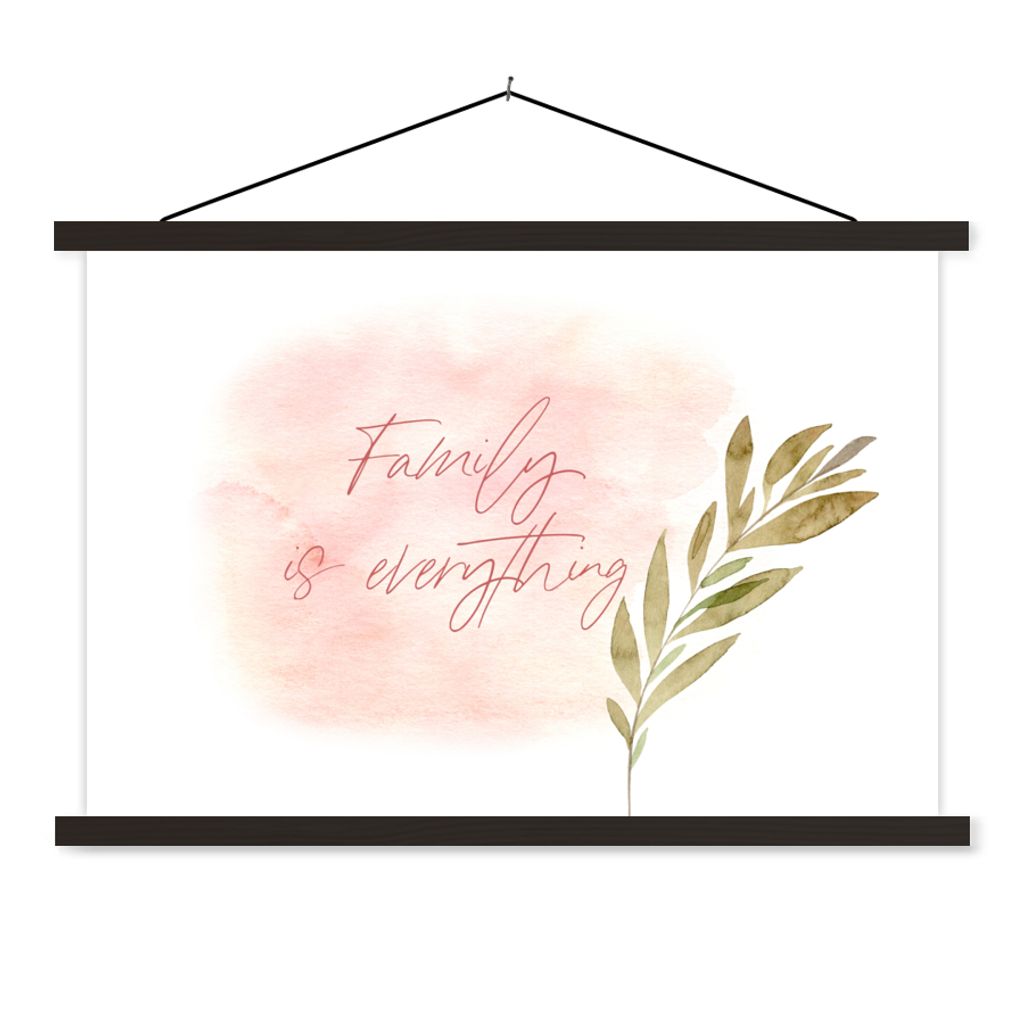 MuchoWow Textilposter Zitate - Sprichwörter - Familie ist alles 150x100 cm mit schwarzem Rahmen - Schlafzimmer