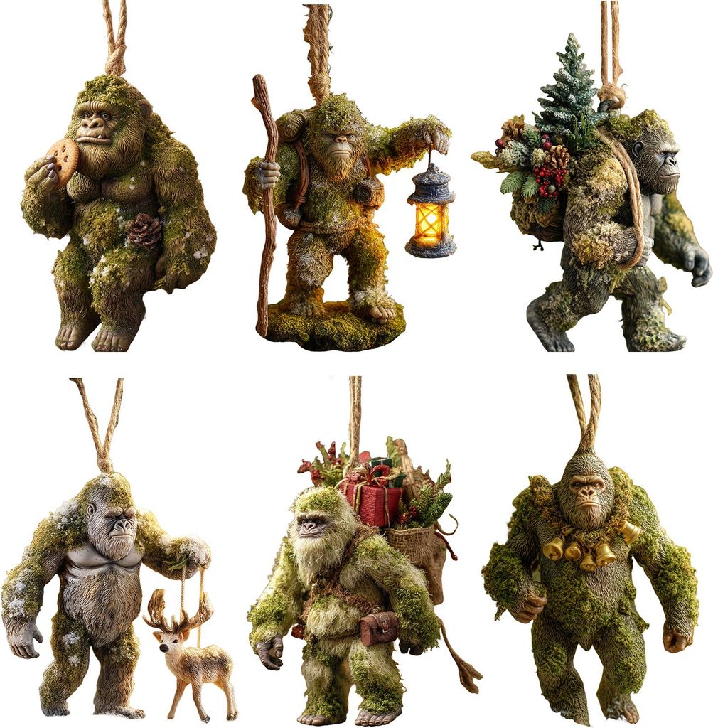 Sasquatch-Weihnachtsschmuck, 2D-flacher Acryl-Anhänger, Weihnachtsbaumschmuck, festliches Geschenk für Surf-Fans