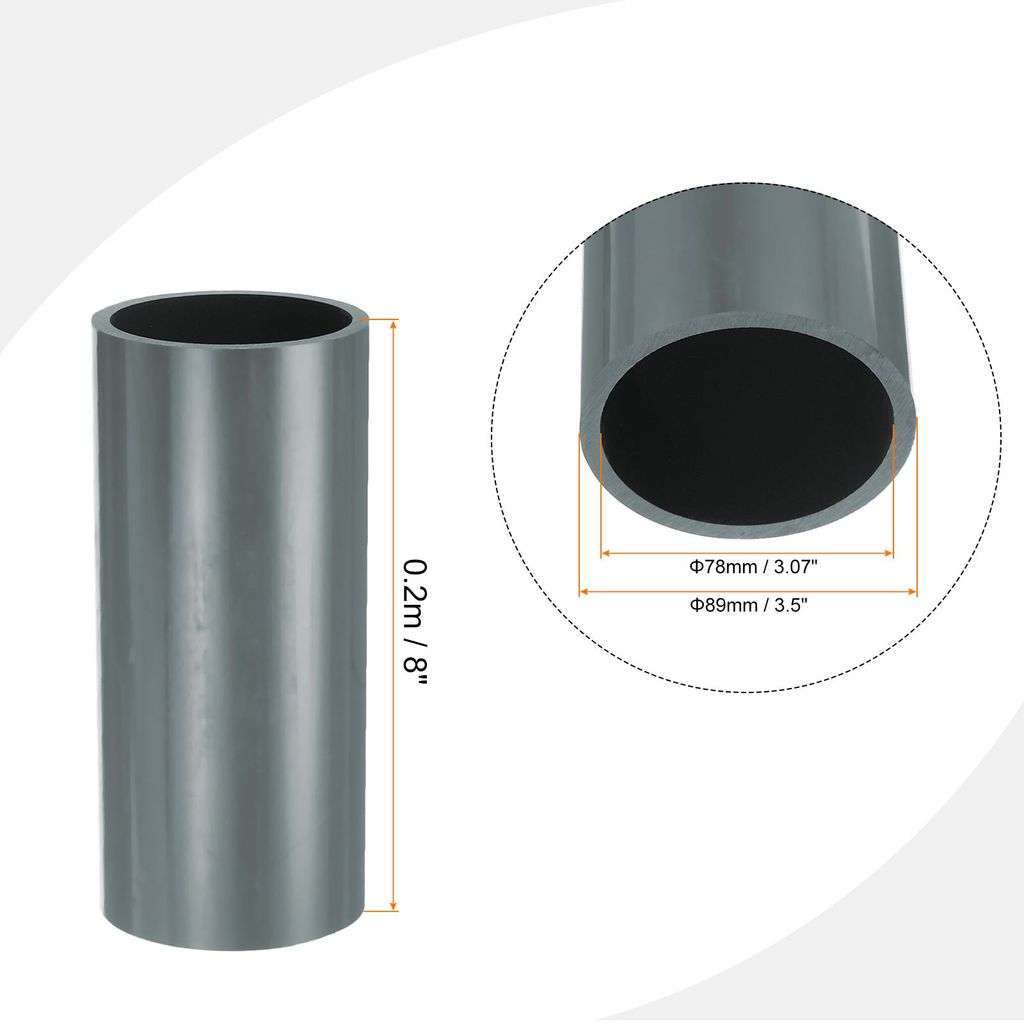 PVC Rohr, Durchmesser 78mm L?nge 200mm Rund Kunststoffrohr fš¹r Garten, Aquarium, Wasserleitung, Kabelkanal, lš¹ftungsrohr (Hellgrau)