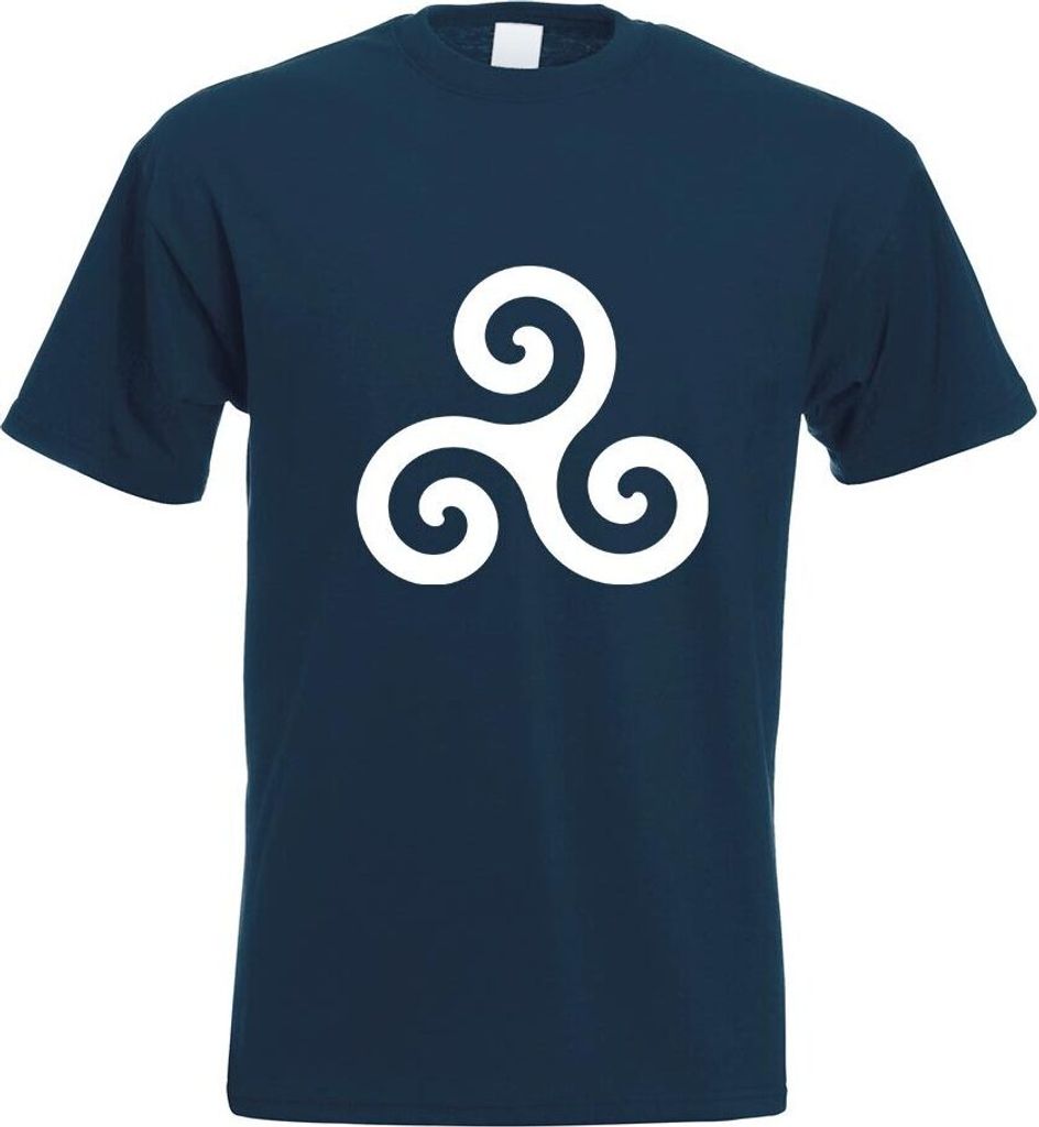 Kiwistar - T-Shirt - Navy - Triskele Motiv Bedruckt Funshirt Design Print - mit Motiv Bedruckt - Funshirt Design - Sport - Freizeit - Herren - XXL