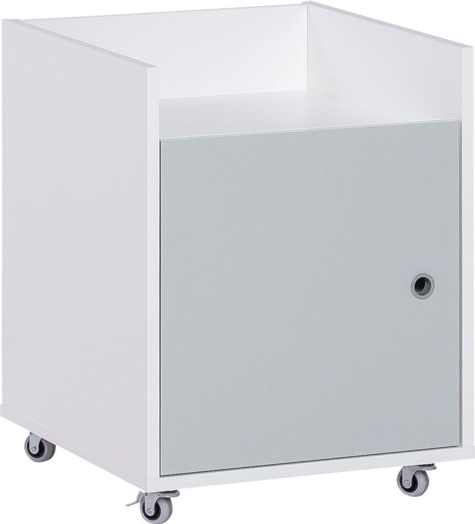 Jugendzimmer - Rollcontainer Syrina 18, Farbe: Weiß / Grau - Abmessungen: 56 x 43 x 43 cm (H x B x T)