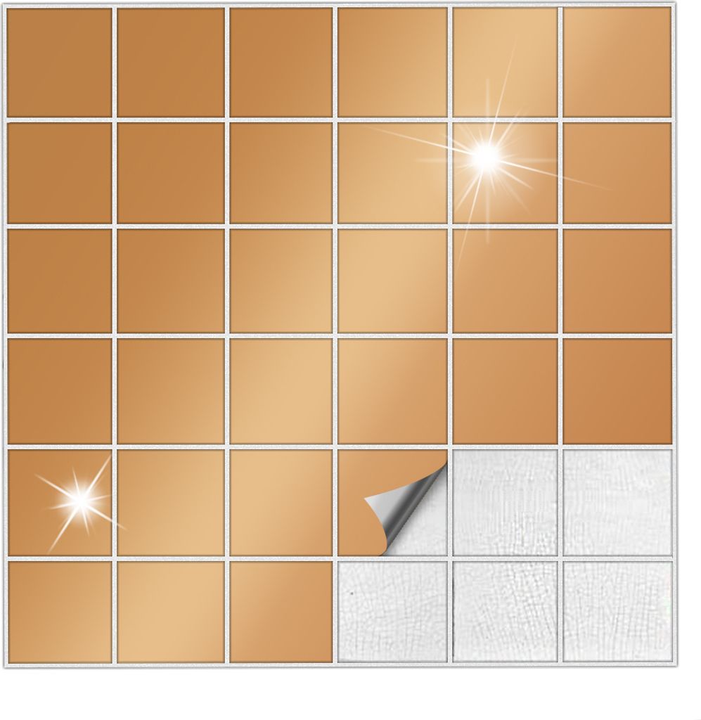 Fliesenaufkleber Für Bad, Küche etc Kupfer 92 glänzend 7 x 7 cm 5 Stück