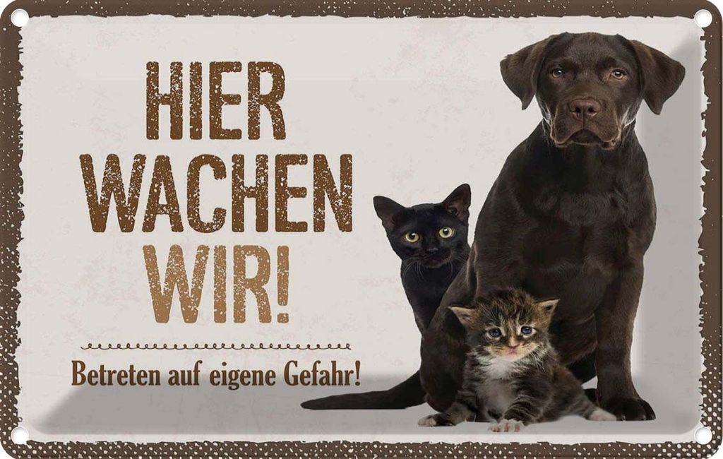 vianmo Blechschild 20x30 cm Tiere Hund hier wachen wir
