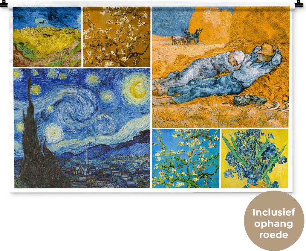 MuchoWow Wandteppich Wandbehang Van Gogh - Collage - Alte Meister 150x100 cm Tapisserie Dekoration Wandtuch - Waschbar - Tapisserien - Wand-Decke