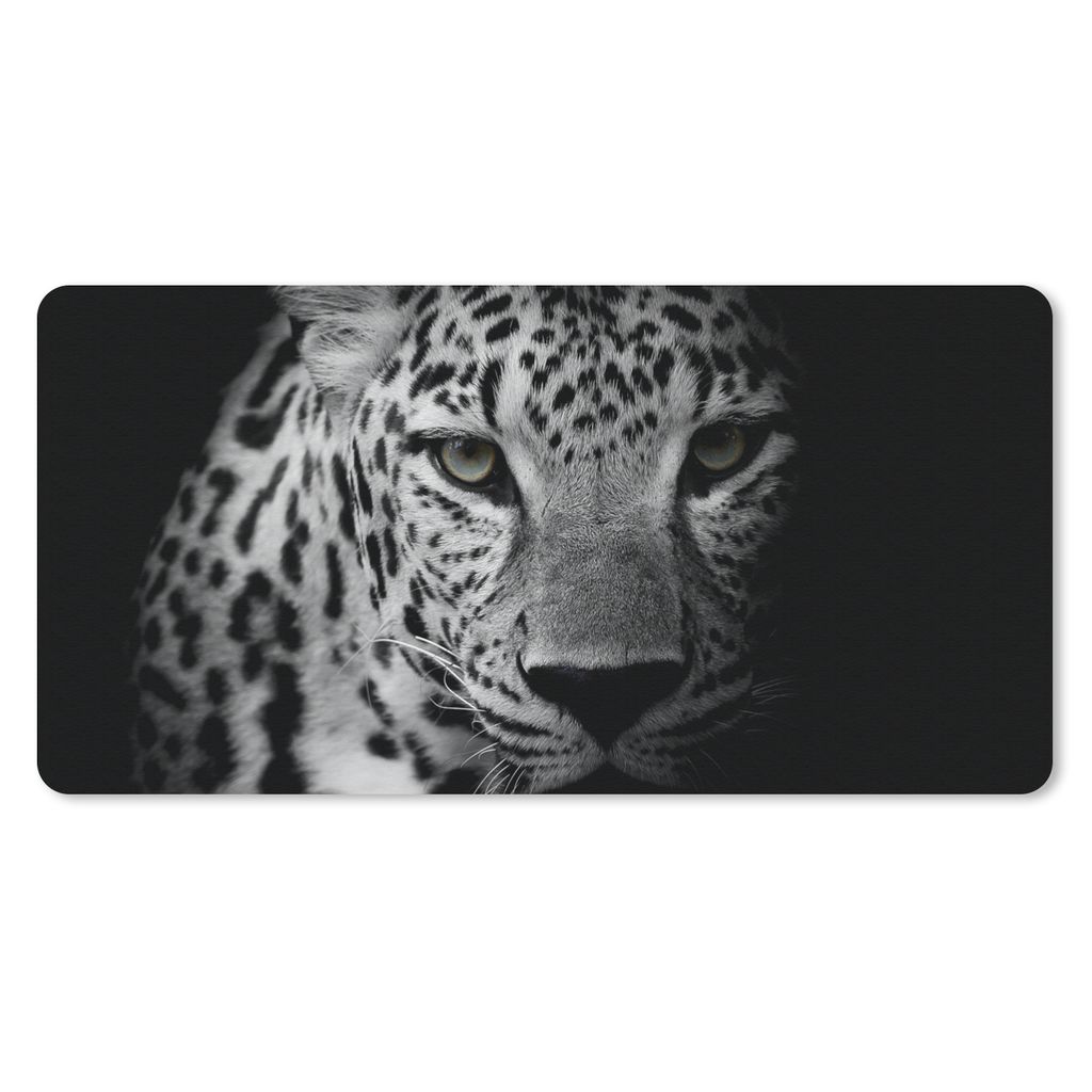 MuchoWow Schreibtischunterlage Tiere - Schwarz - Weiß - Panther - Porträt 80x40 cm - XXL Mauspad - Gaming Mauspad
