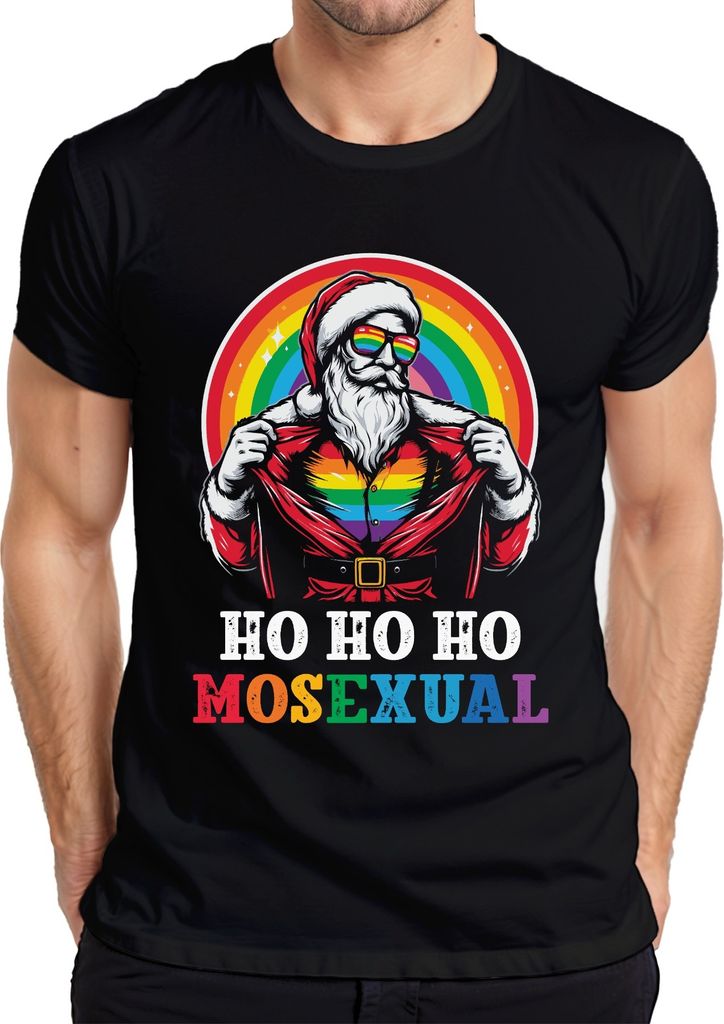 Ho Ho Ho Houal LGBTQ Santa - Weihnachten Weihnachtsgeschenk Christmas Herren T-Shirt, Schwarz, XXL