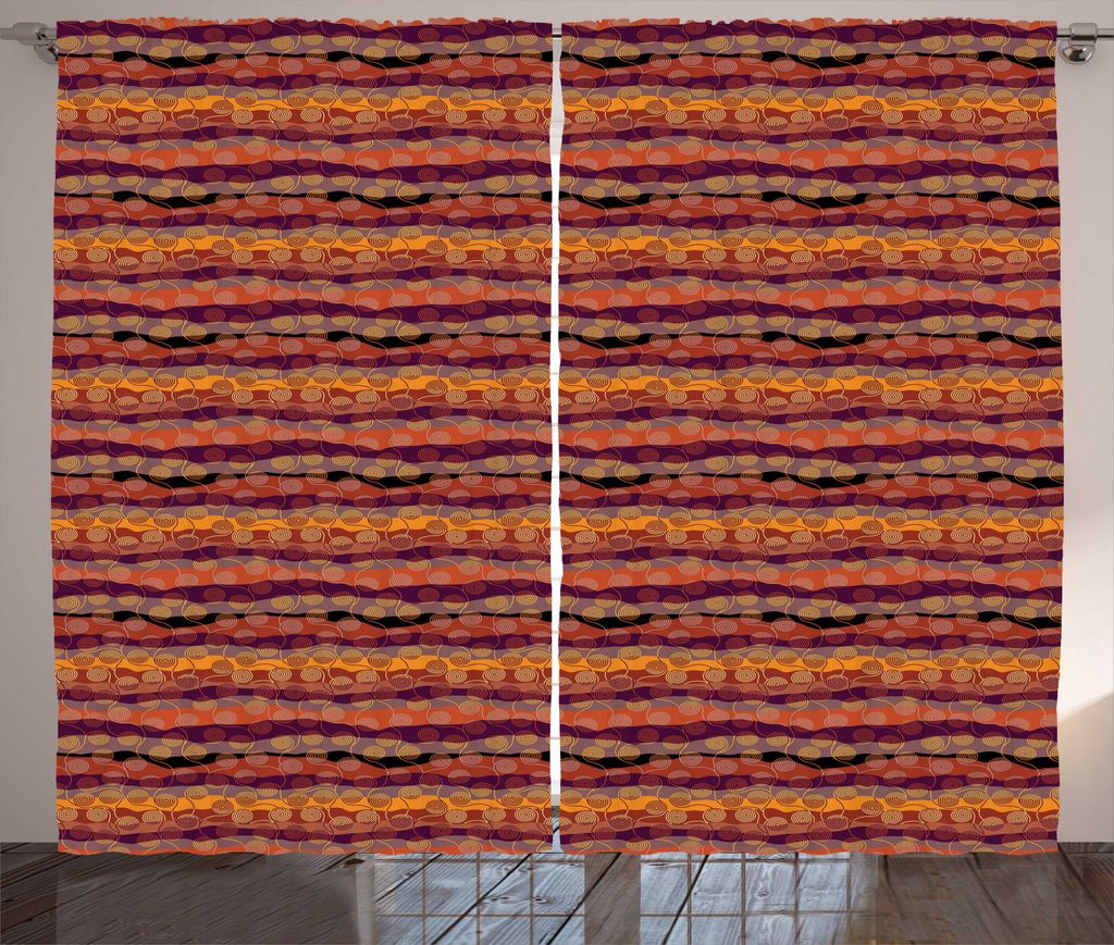 ABAKUHAUS Welle Rustikaler Vorhang, Motiv Depiction, Wohnzimmer Universalband Gardinen mit Schlaufen und Haken, 280 x 175 cm, Mehrfarbig