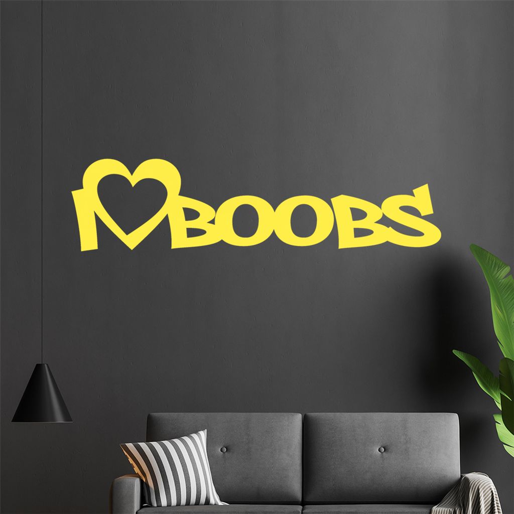 I Love Boobs Wandtattoo in 6 Größen - Wandaufkleber Wall Sticker - Dekoration, Küche, Wohnzimmer, Schlafzimmer, Badezimmer