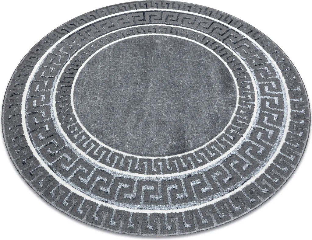 Tapis gris rond 100 cm design glamour et structuré Allure 1960