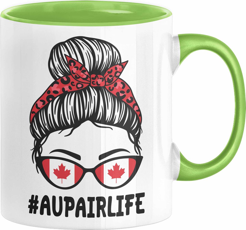 Kanada Aupair Auslandsjahr Geschenk Abschied Tasse Canada Abschiedsgeschenk (Grün)
