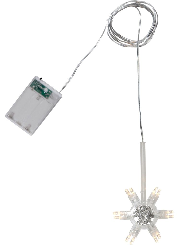 Star Trading 083-00 LED-Lichterkette "Lighty"Kabel: transparent, LED warmwhite,Länge ca. 1,5 m, Batterie, Timer,Sichtkarton