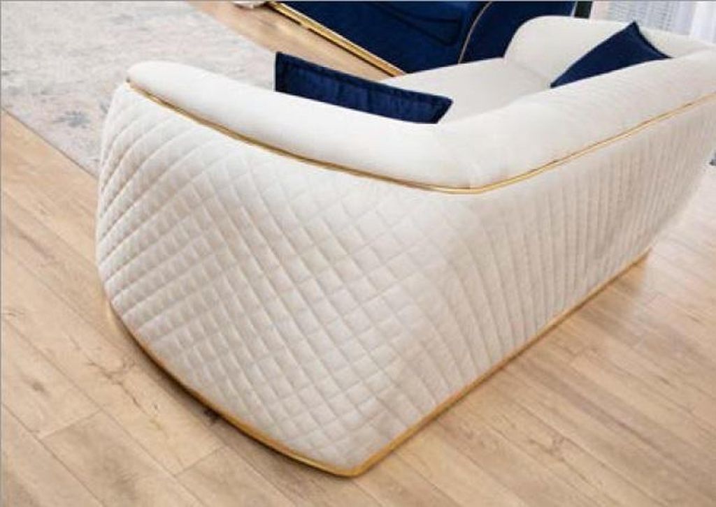 Sofagarnitur 3+3+1 Sitzer Garnitur Sofa Sessel Stoff Polster Design Sitz Blau