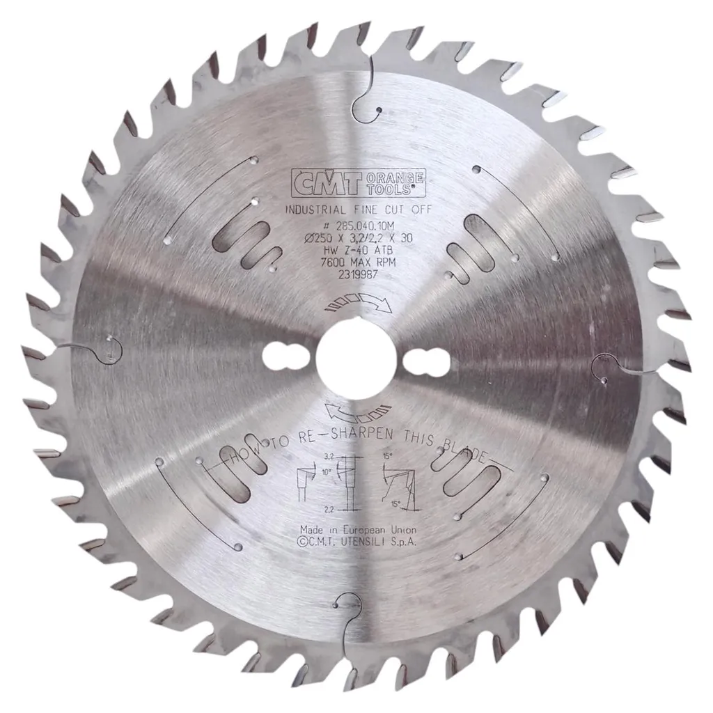 Lame de scie circulaire CMT ø 250/30 mm Z40 pour tronçonnage précis