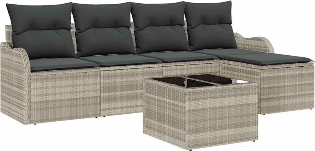 vidaXL Gartensofa-set 6 pcs Hellgrau Poly-Rattan