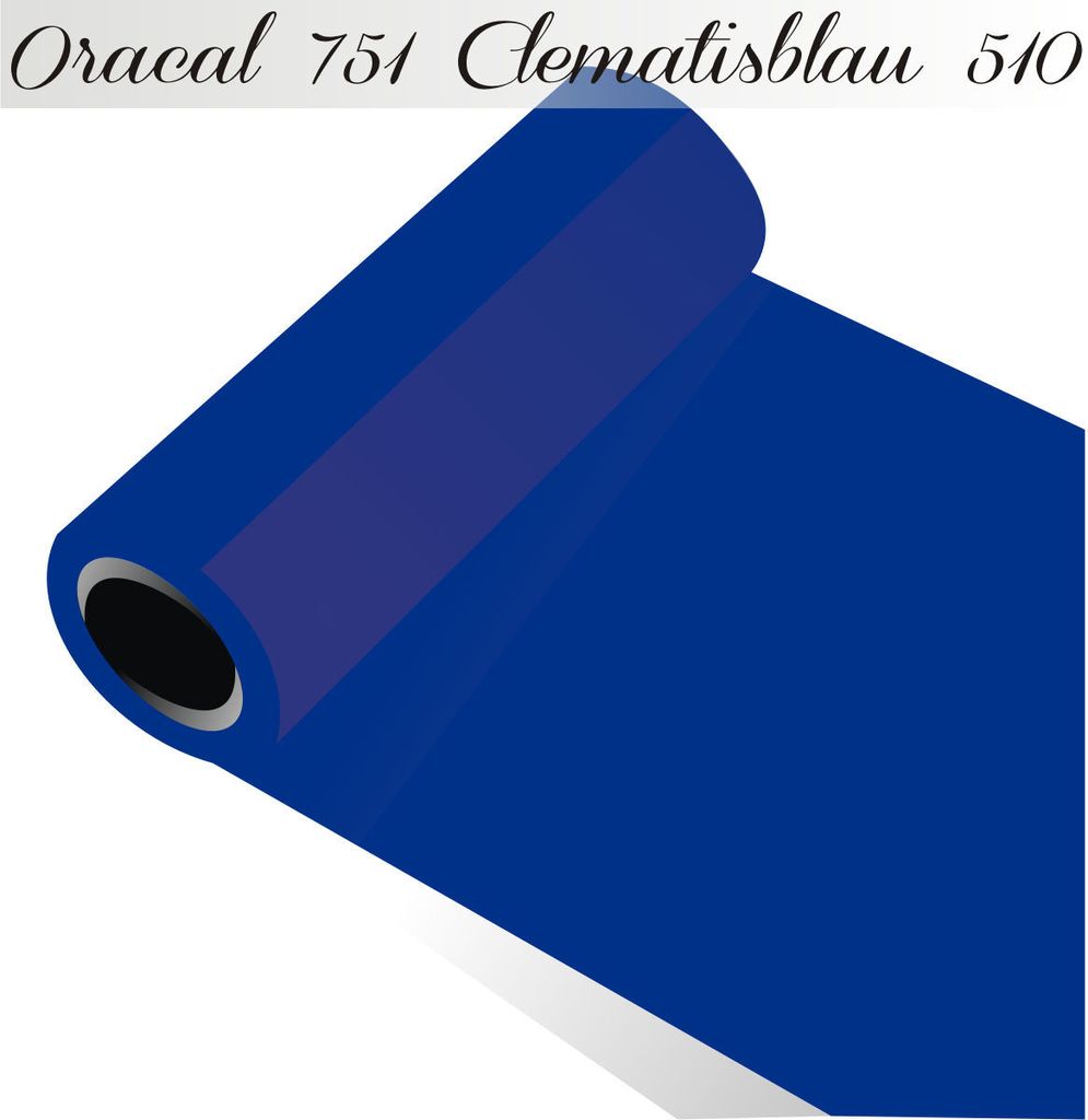 Oracal 751 - Orafol Folie 5m (Laufmeter) freie Farbwahl 118 glänzende Farben - glanz in 4 Größen, 100 cm Folienhöhe clematisblau - 510