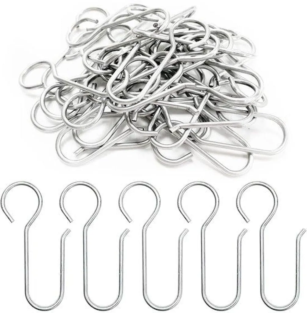 Crochets rideaux acier anti-déformation lot de 30 argentés 65 x 35 mm