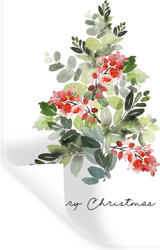 MuchoWow Wandtattoo Wandsticker Wandaufkleber Weihnachtsbaum - Zitat - Aquarell 60x90 cm Selbstklebend und Repositionierbar - Sticker - Dekorfolie