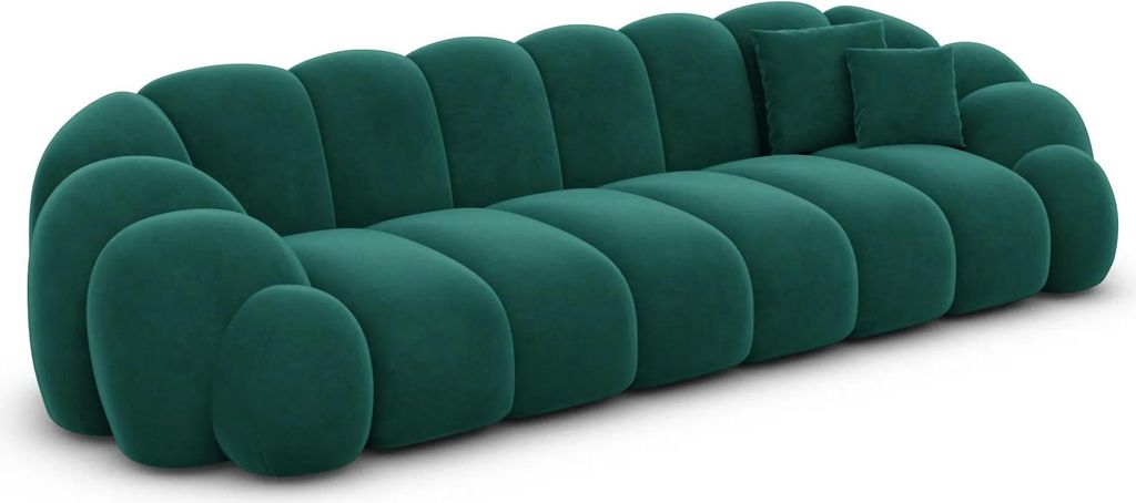 Samtstoff 4-Sitzer Couch Liora Smaragdgrün