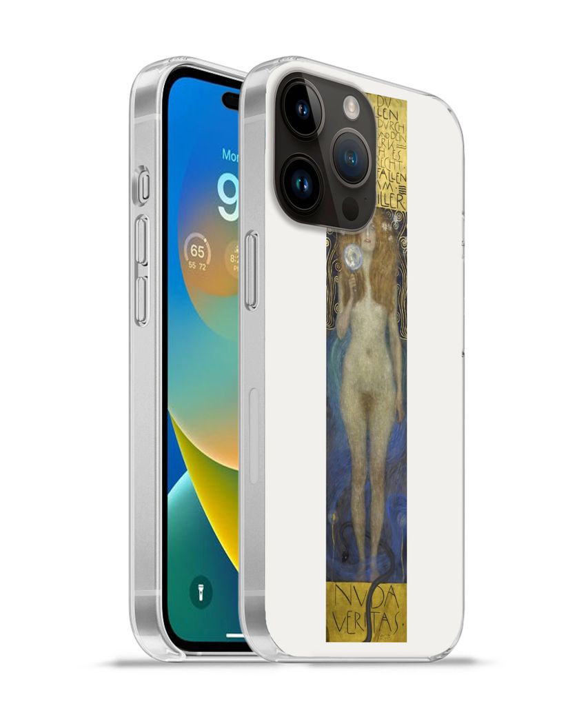MuchoWow Handyhülle Schutzhülle Hülle für Apple iPhone 14 Pro - Softcase Nuda veritas - Gustav Klimt Silikon Softcase Handy Hülle - Umschlag