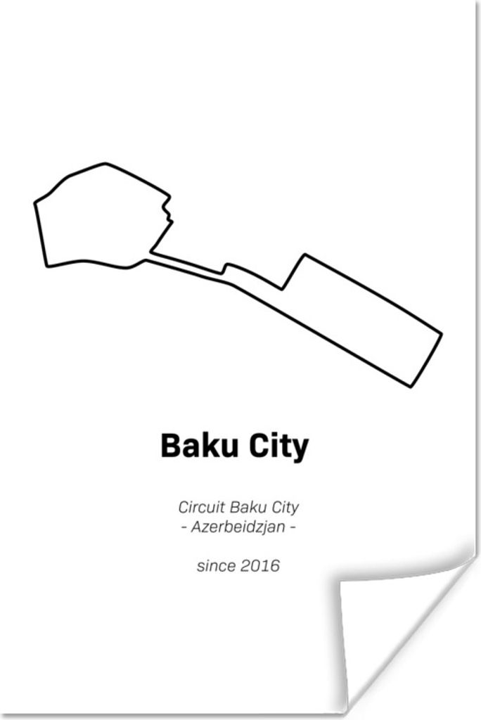MuchoWow Poster Formel 1 - Baku - Rennstrecke 120x180 cm - Kunstposter
