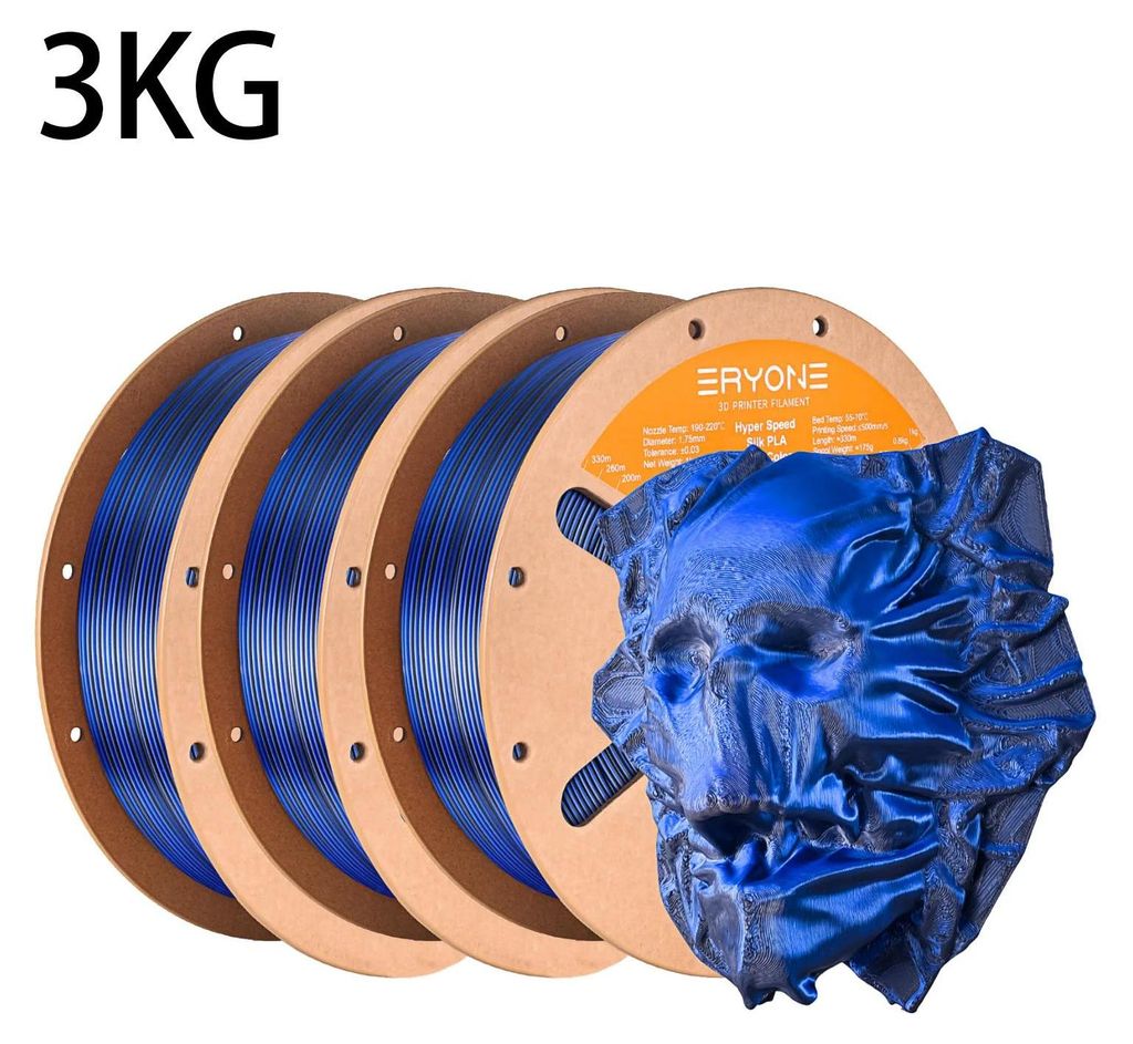 Hyper Speed Silk PLA - 3D-Drucker Filament - Dual Color - Seidenglanz - Schneller Druck - Coextrusion - 3 kg Spule - Blau/Schwarz