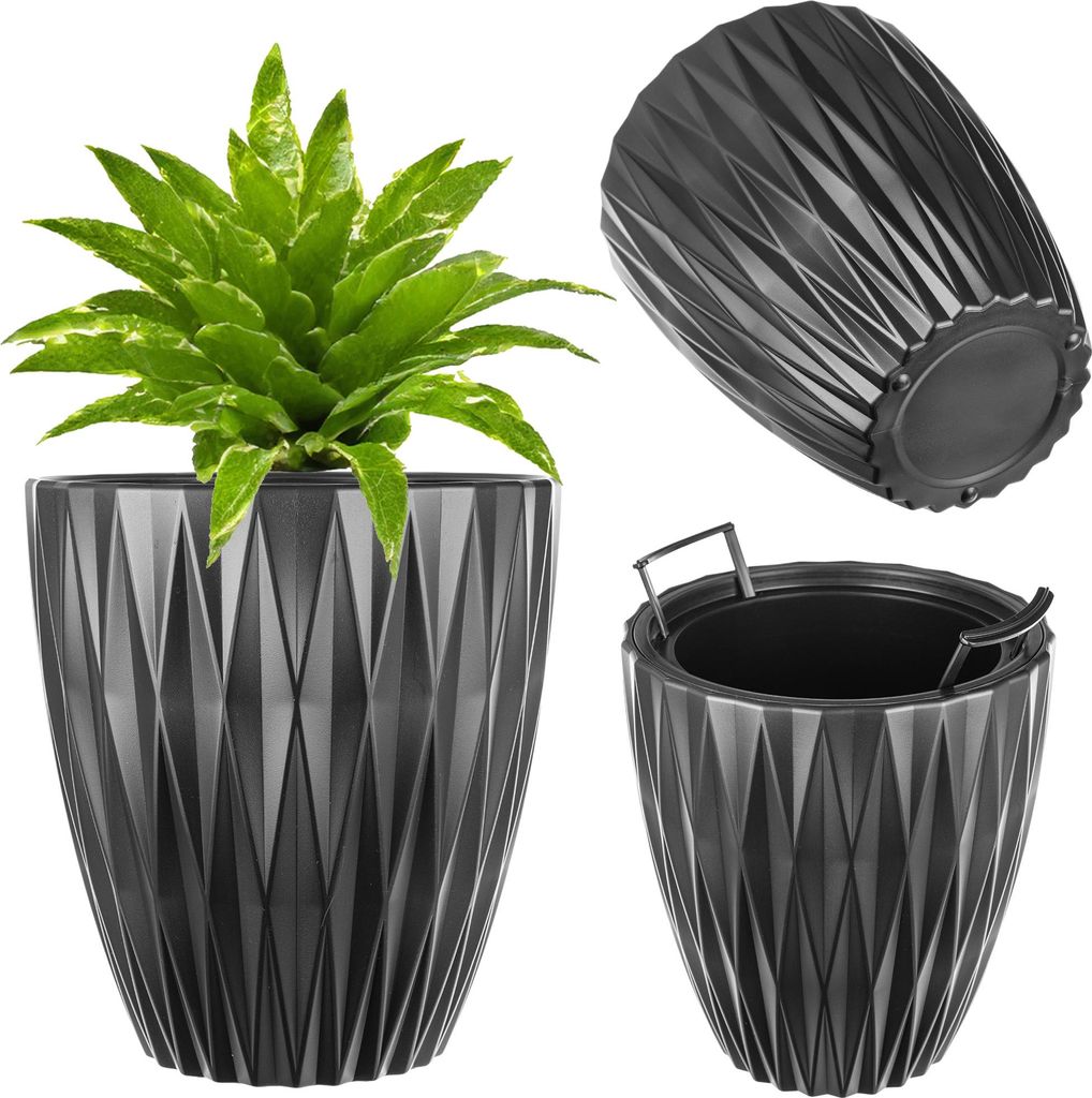 KADAX Pflanzentopf Ø 29 x H 32 cm, moderner Blumentopf mit Einsatz für Innen- und Außenbereich, großer Pflanzkübel aus Kunststoff, Blumenkübe...