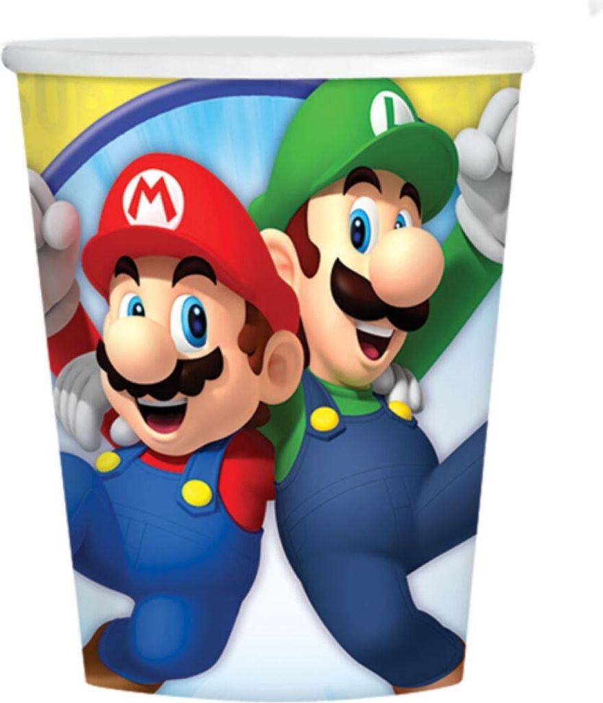 Amscan Super Mario Pappbecher, 250 ml, Papier, Mehrfarbig, 8 Stück(e)
