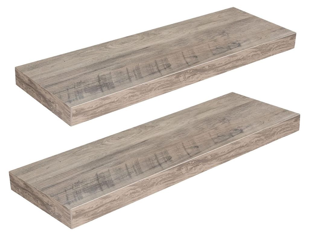 Wandregal, schwebendes Regal-Set, 2-teilig, stabile Wandregale, 60 x 20 x 3,8 cm, Hängeregale mit unsichtbaren Halterungen, für Badezimmer, Schla...