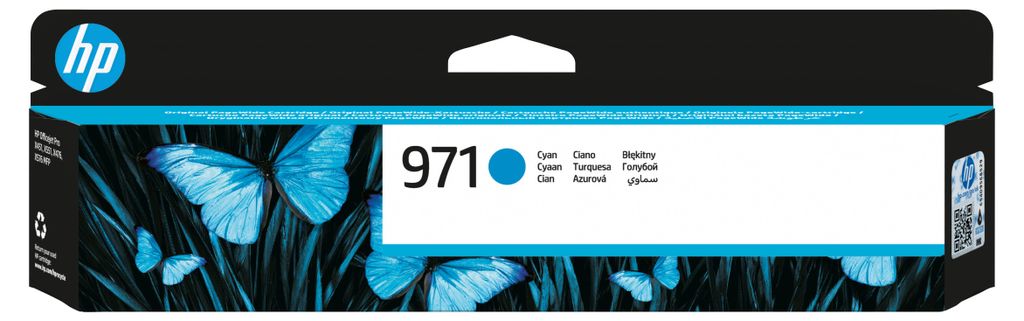 HP 971 Cyan Original Druckerpatrone, Standardertrag, Cyan, Produktbild 