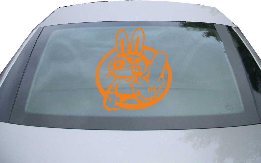 Indigos UG - Aufkleber Heckscheibe & Motorklappe DE2086 - orange - 600x549 mm - Drift Rabbit - Auto Scheiben Fenster Heckklappe Tuning Racing JDM -...
