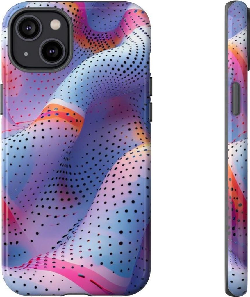 Abstraktes Wellenmuster mit Punkten – Hülle Kompatibel mit iPhone 14 Plus