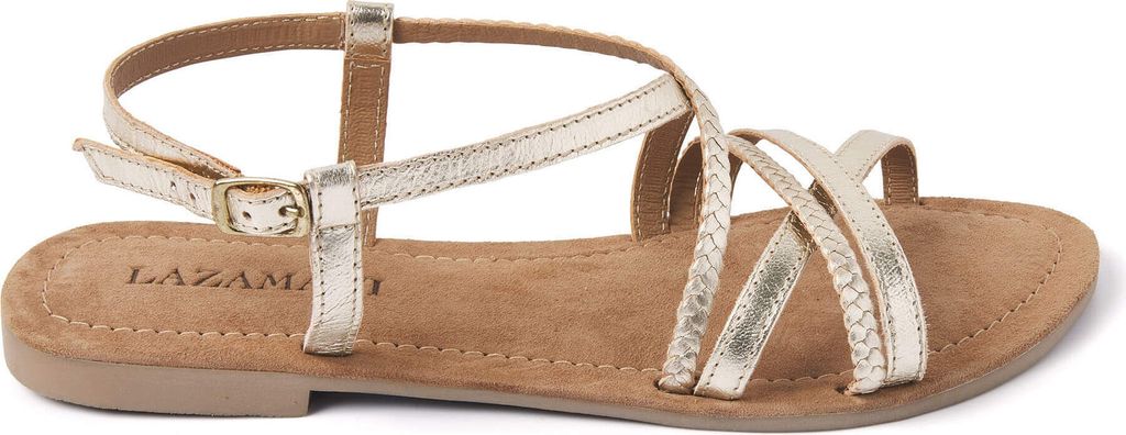 Lazamani Zoe Damen Ledersandalen Gold Größe 40 Produktbild 