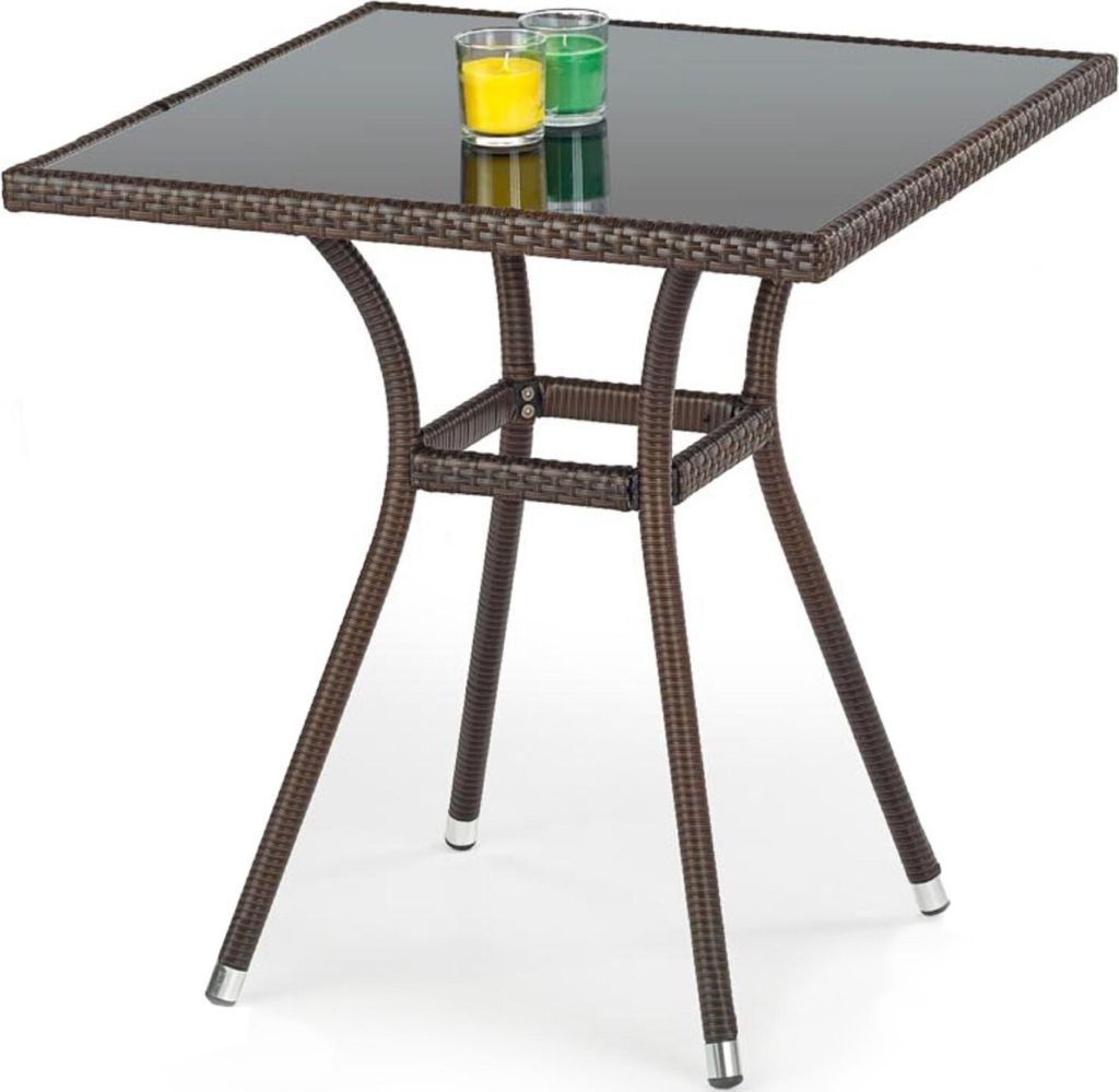KONSIMO Gartentisch "CERICE", dunkelbraun, Rattan, modern, 70x74x70 cm