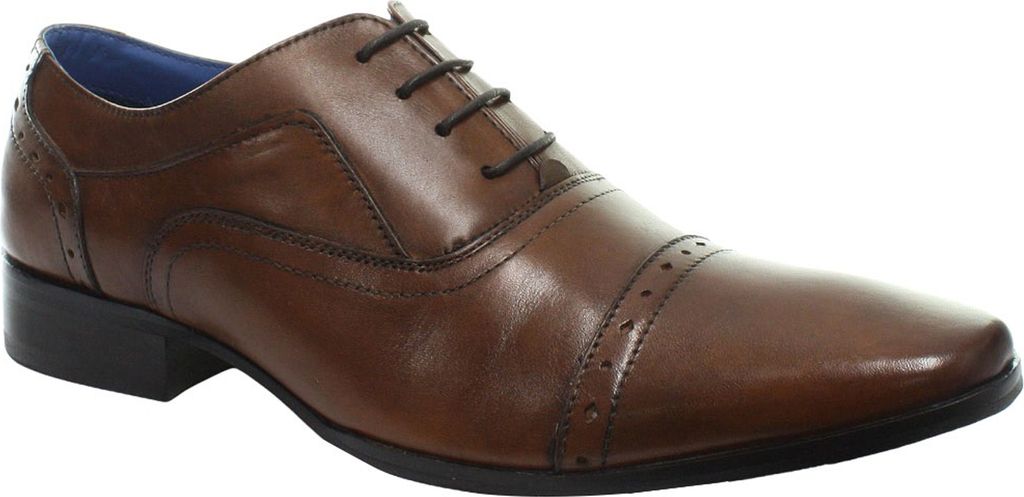 Roamers Herren 4 Ösen Punch Cap Leder Oxford Schuhe DF1314 (45 EU) (Braun)